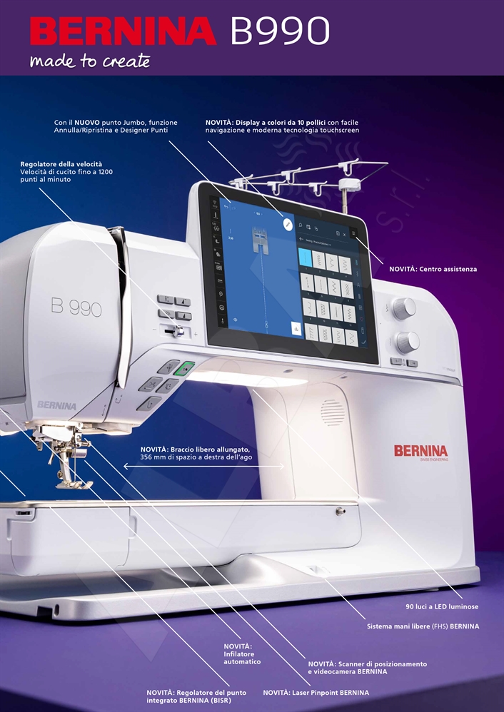 BERNINA B990 MACCHINA PER CUCIRE E RICAMARE CON UNITA' RICAMO XL