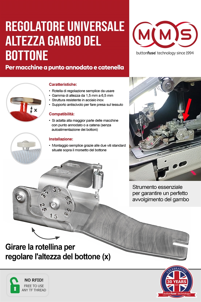 MMS ButtonFuse Regolatore Universale Altezza Gambo del Bottone