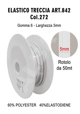 ELASTICO TRECCIA GG06 ART.842 C.BIANCO 272 ROCCA DA 50 MT