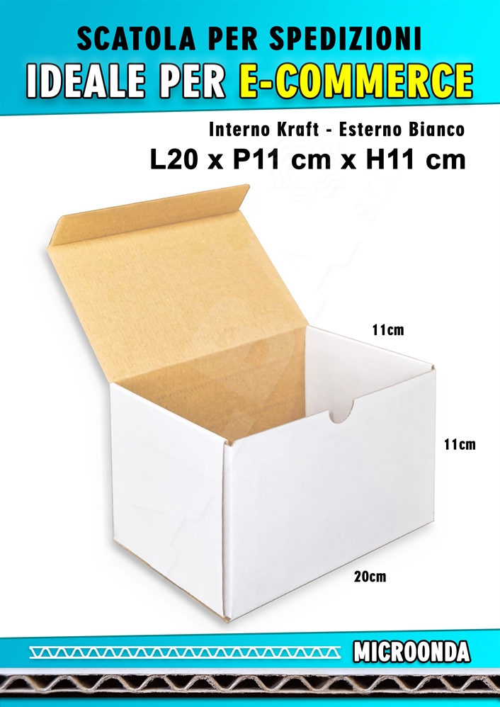SCATOLA MONOONDA BIANCA PER SPEDIZIONI L20 x P11 x H11 cm