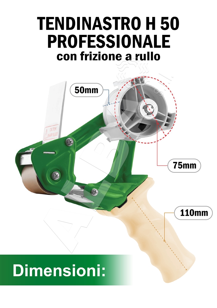 DISPENSER TENDINASTRO PER NASTRO ADESIVO MM.50 CON FRIZIONE TOP