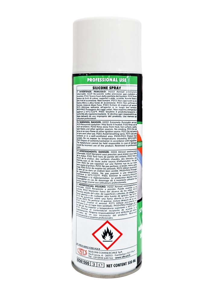 SILICONE SPRAY SOLVENT FREE - SCIVOLANTE LUBRIFICANTE 500ML