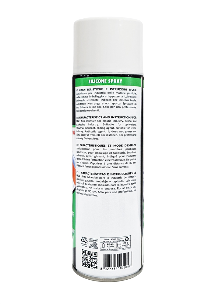 SILICONE SPRAY SOLVENT FREE - SCIVOLANTE LUBRIFICANTE 500ML