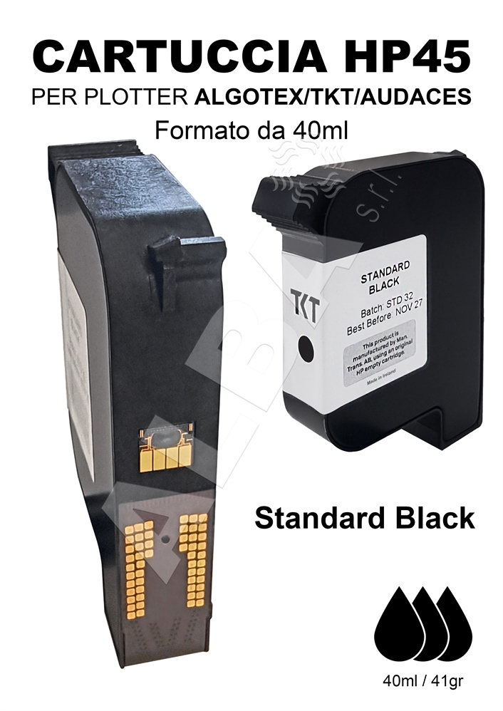 CARTUCCIA HP45 PLOTTER ALGOTEX/TKT/AUDACE STANDARD BLACK 40ml