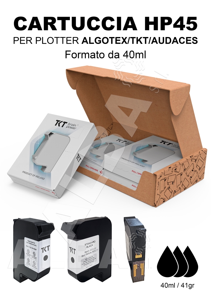 CARTUCCIA HP45 PLOTTER ALGOTEX/TKT/AUDACE STANDARD BLACK 40ml
