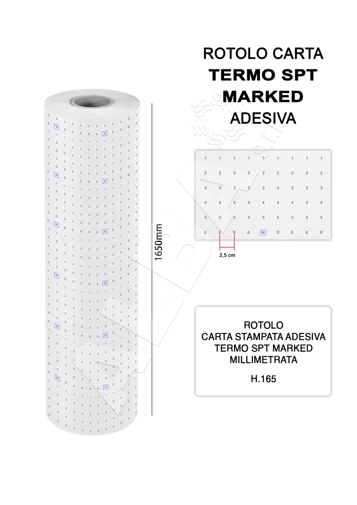 CARTA TERMO SPT MARKED H.165 MILLIMETRATA BIANCA ADESIVA